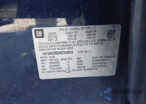 2017 Cadillac Xt5 Premium Luxury from USA, damaged, VIN 1GYKNCRS0HZ240604